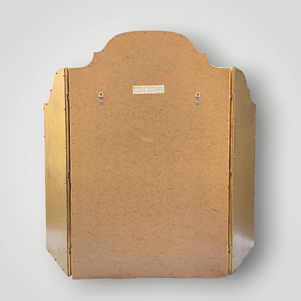 Large vintage triptych mirror in gilded wood, Deknudt - 81 x 100 cm