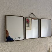 Vintage 1960 triptych mirror barber hairdresser Japonese style - 25 x 60 cm
