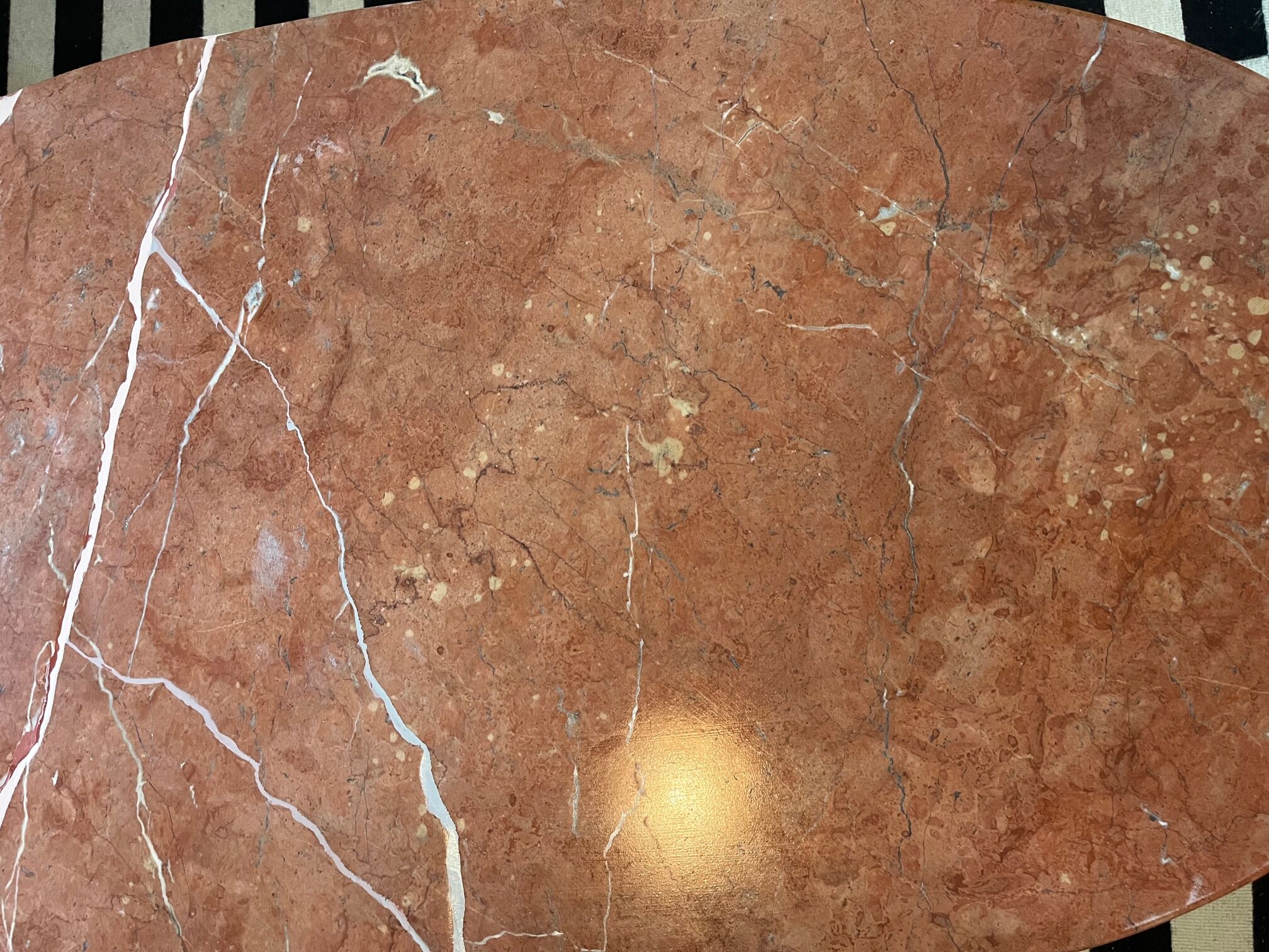 Terracotta marble coffee table and steel legs