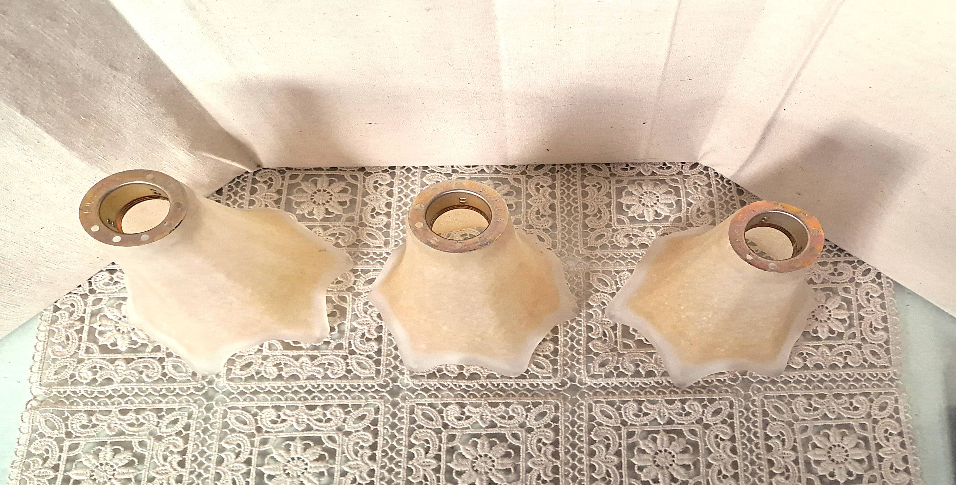 Suspensions Lustre ceiling light Opaline glass France POP 1960 Decoration reduced