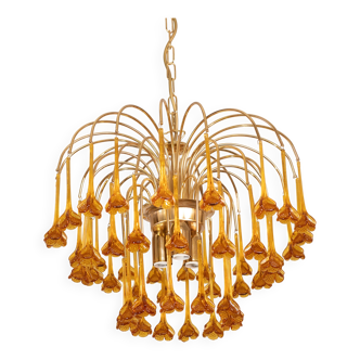 Lustre à fleurs en verre de Murano orange de Marilyn Monroe, années 1970