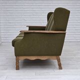 1970s, Danish 3-seater sofa, furniture wool, solid oak wood.