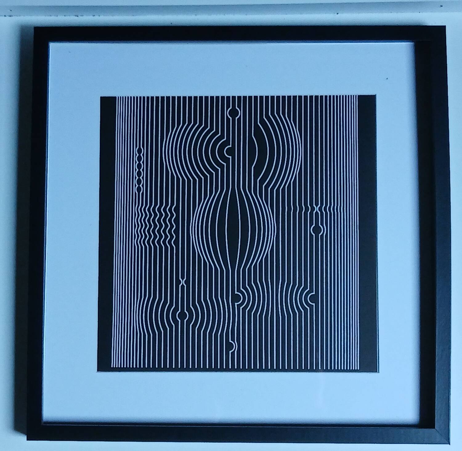 Tableau Vintage Art Optique – Linear Composition B&W – Frame 40x40cm