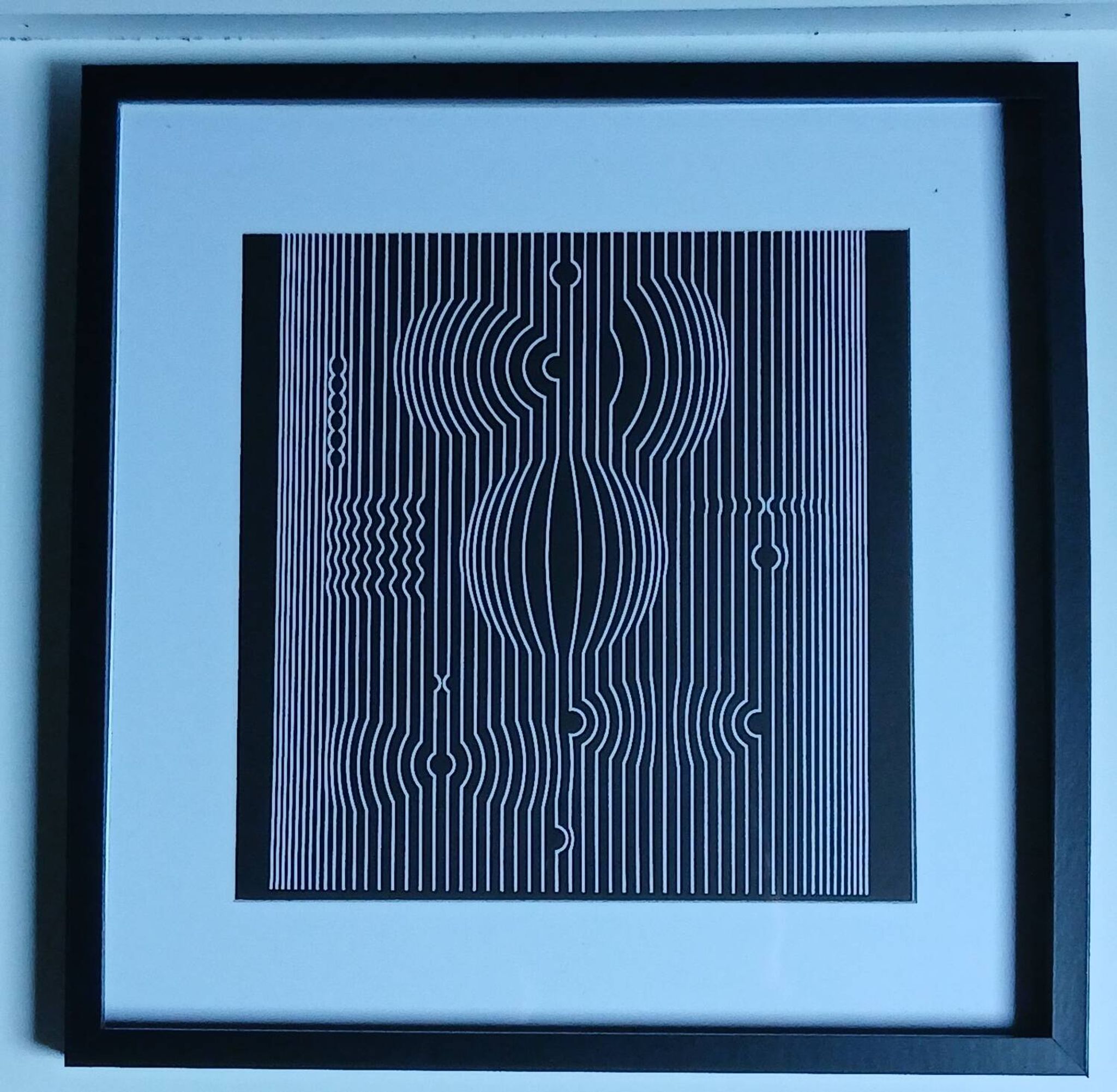 Tableau Vintage Art Optique – Linear Composition B&W – Frame 40x40cm
