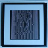 Tableau Vintage Art Optique – Linear Composition B&W – Frame 40x40cm