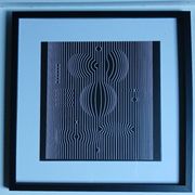 Tableau Vintage Art Optique – Linear Composition B&W – Frame 40x40cm