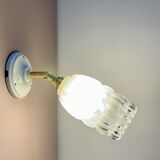 Vintage globe wall lamp in half frosted, half transparent glass