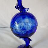 Set de 2 tasses à dessert dauphin en verre bleu