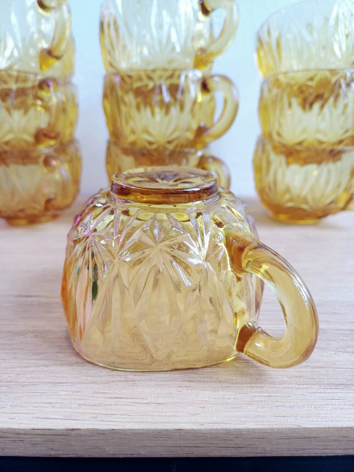 Set of 10 Hazel Atlas "Williamsport" Amber Punch Cups – 1970s