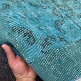 Turkish oushak 6x9 aqua rug for bedroom -aqua vintage rug aqua moon.133