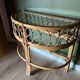 Vintage bamboo rattan half-moon console