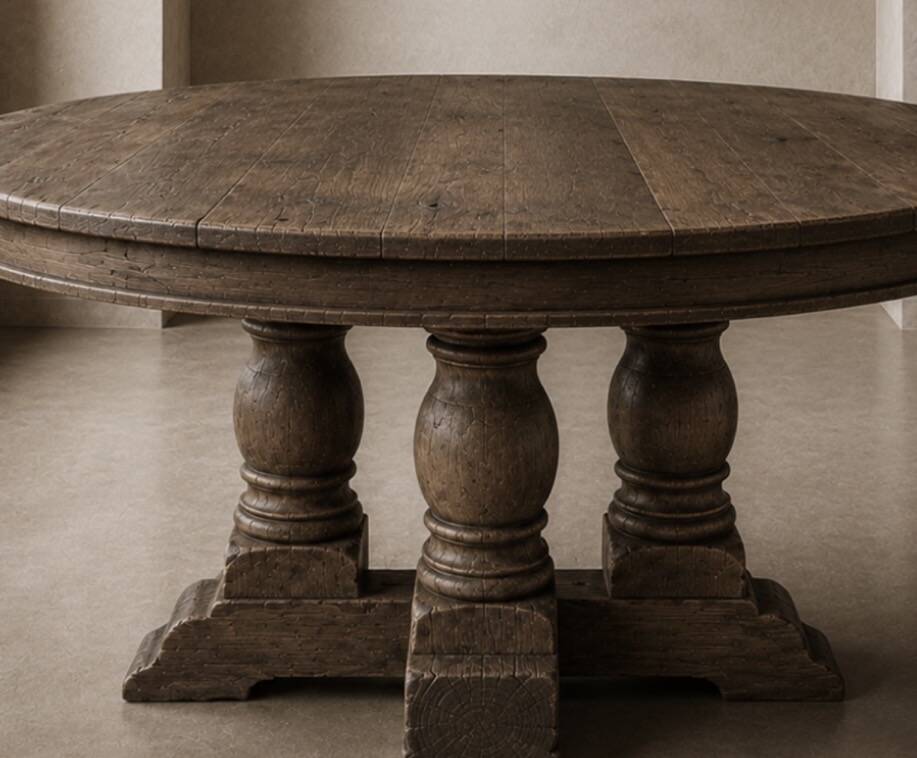 Table ronde à piétement tourné