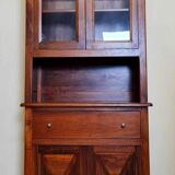 Vintage Louis Philippe style ceremonial bookcase in walnut
