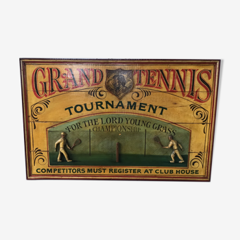 English wooden painting in relief "tennis tournament"