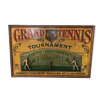 Tableau anglais en bois en relief « tournoi de tennis »