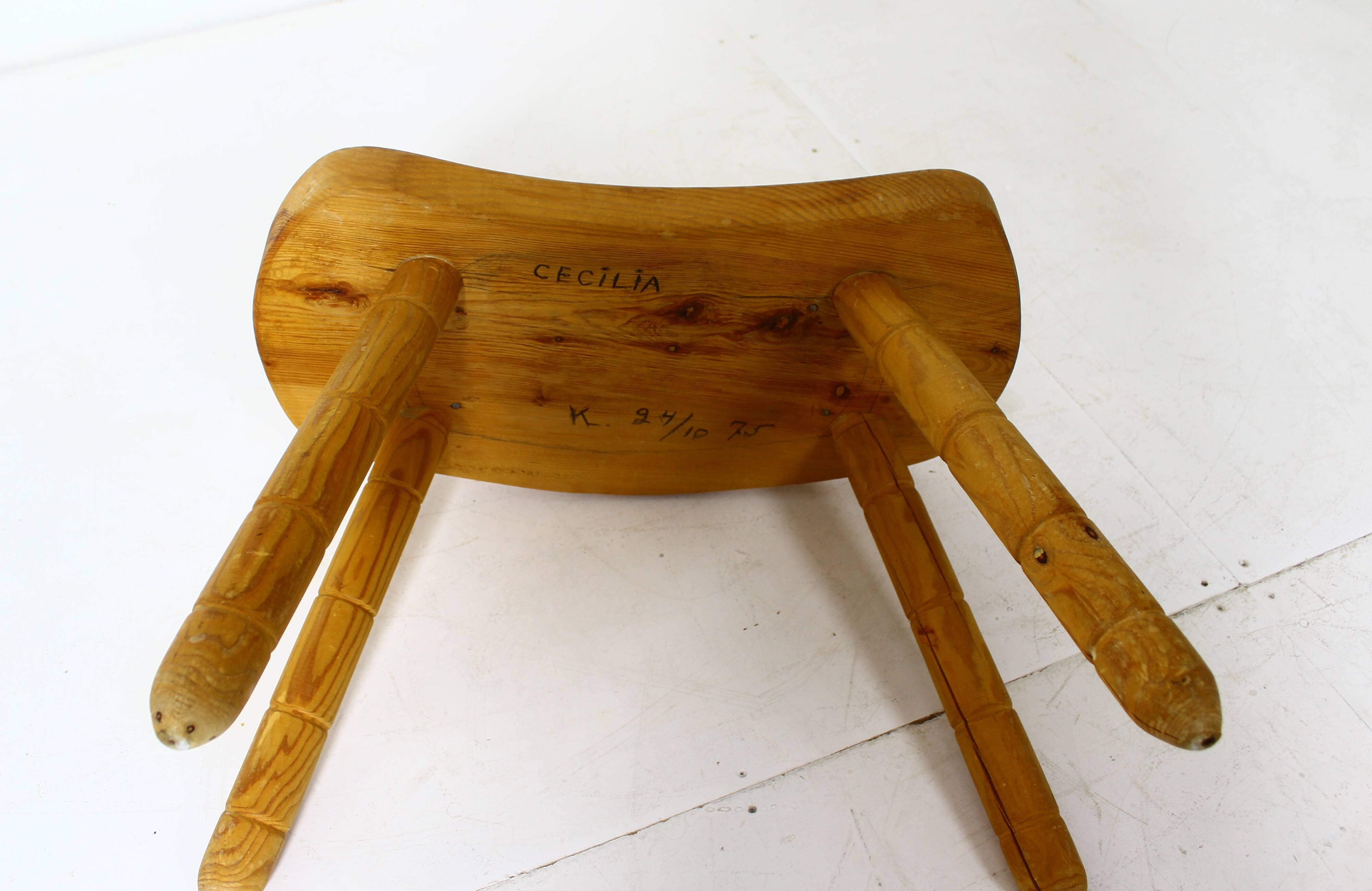 Tabouret suédois en pin 1975