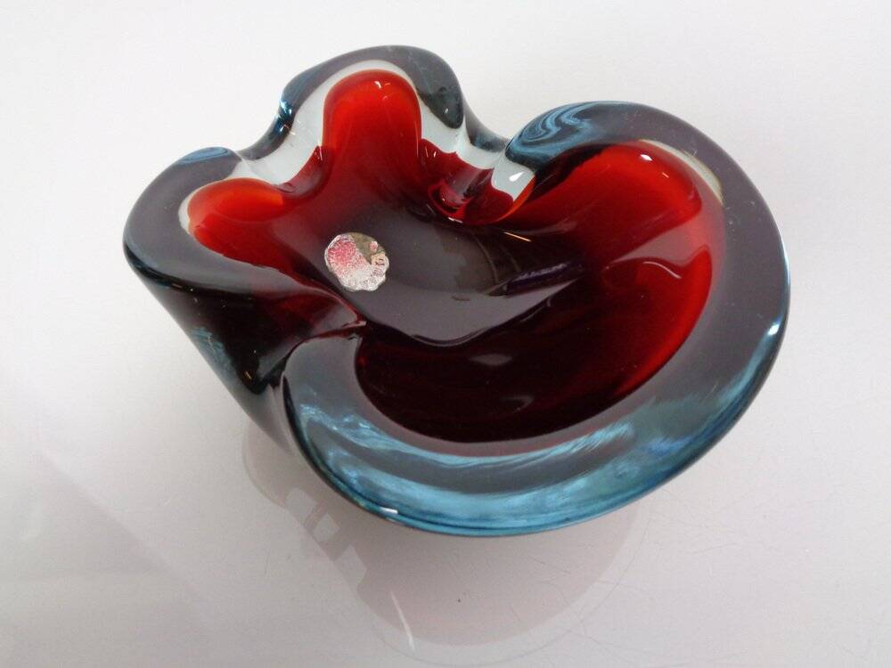 Sommerso Murano Glass Ashtray, Italy, 1960s