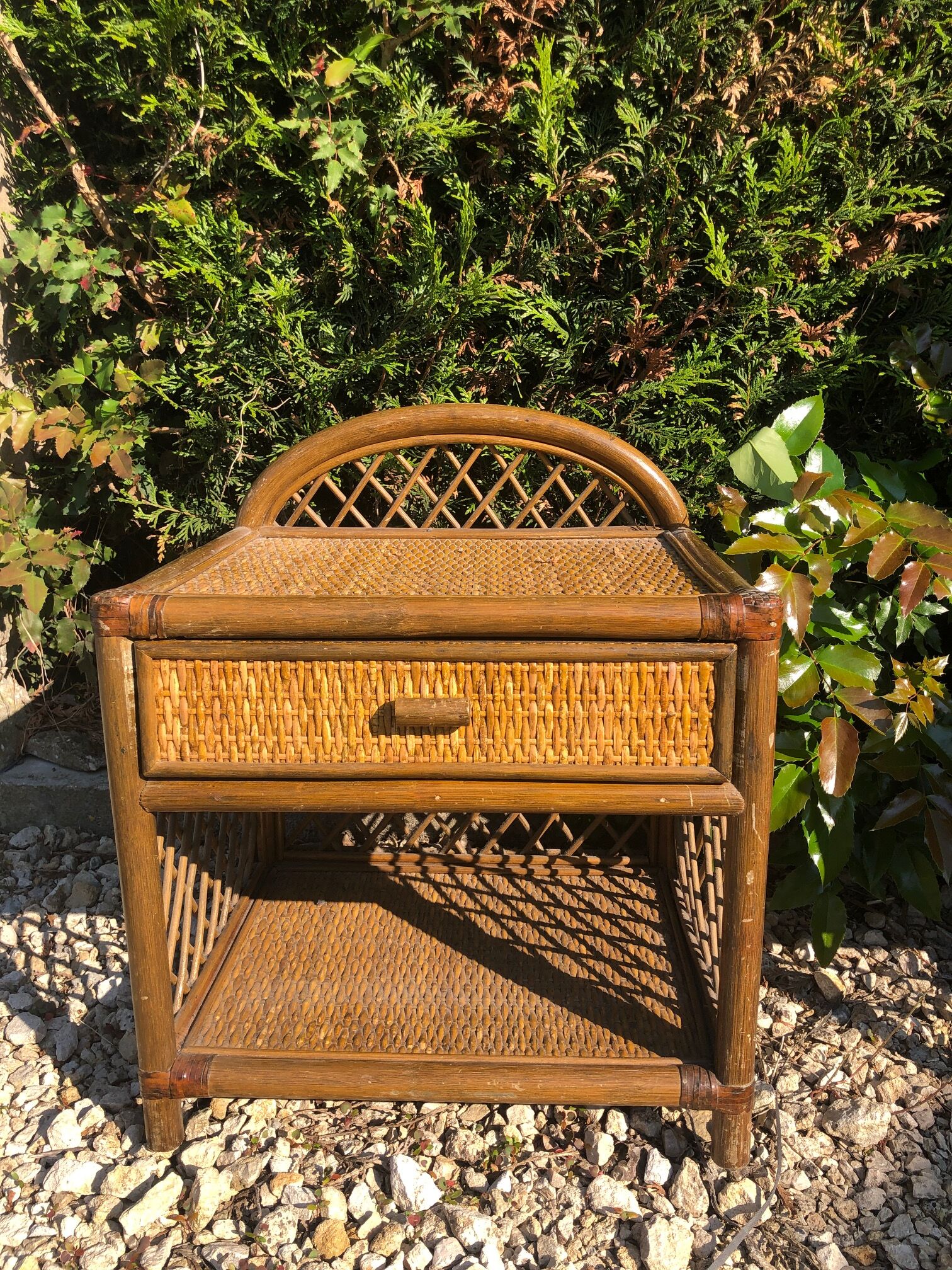 Pair of rattan bedsides