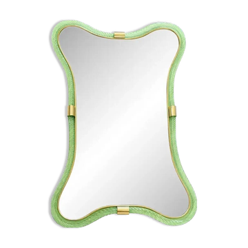 Contemporary Italian Murano Glass Mirror in Weathered Green by Simoeng