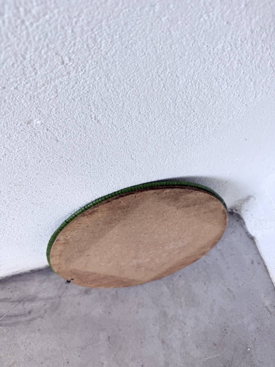 Woven wicker round mirror 1960