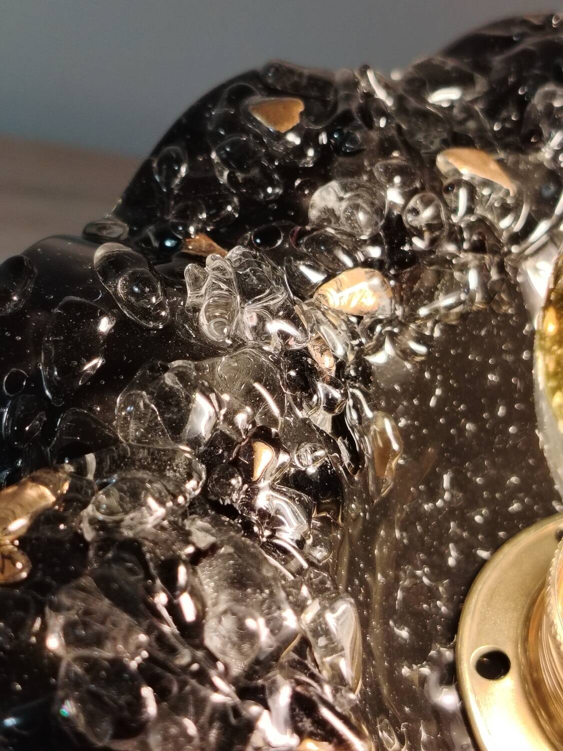 Black and gold Murano flower wall light