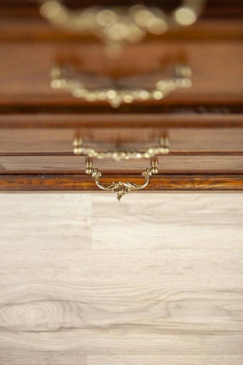 Interwar Walnut Vanity Dresser with Marble Top, 1930s