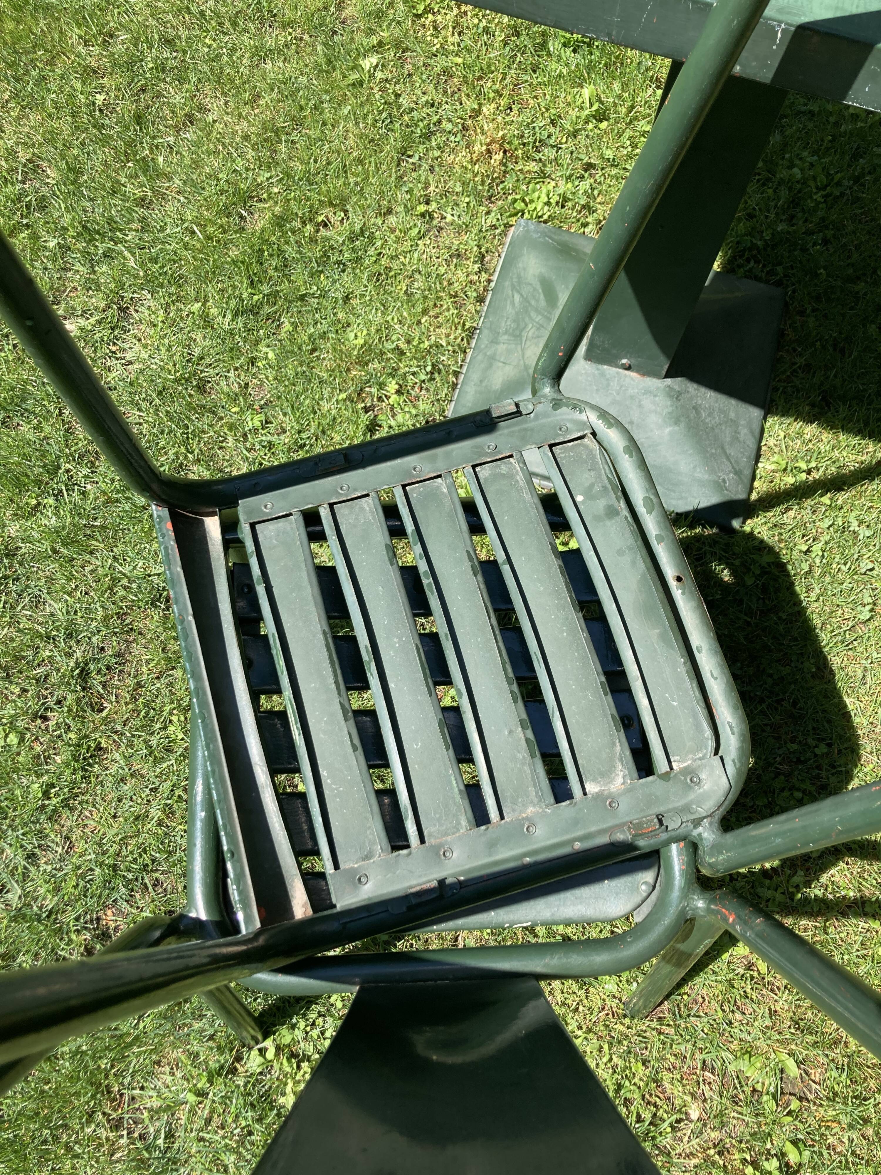 Tolix set, 2 t4 chairs and a Tolix mini kub table