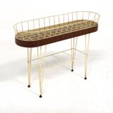 Scandinavian metal and mahogany planter, Sweden, 1950