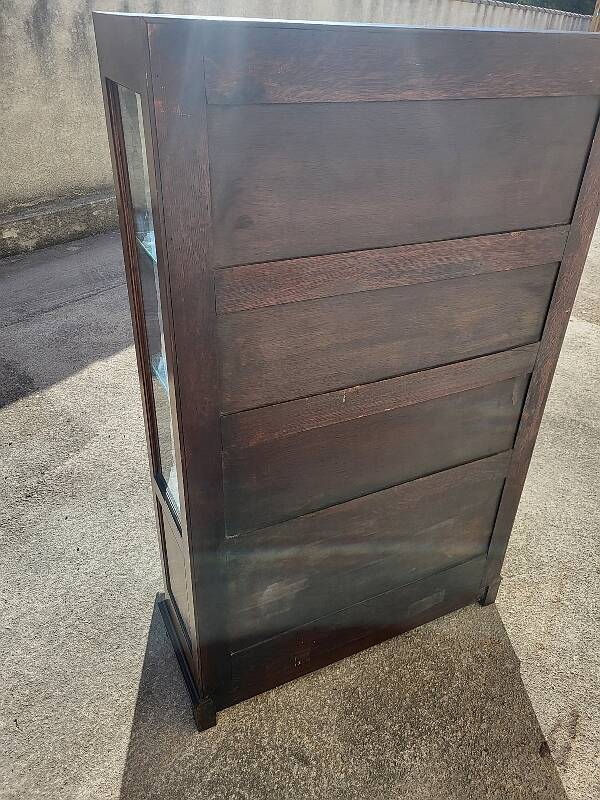 Petite vitrine bibliotheque a petits carreaux et marqueterie ancienne