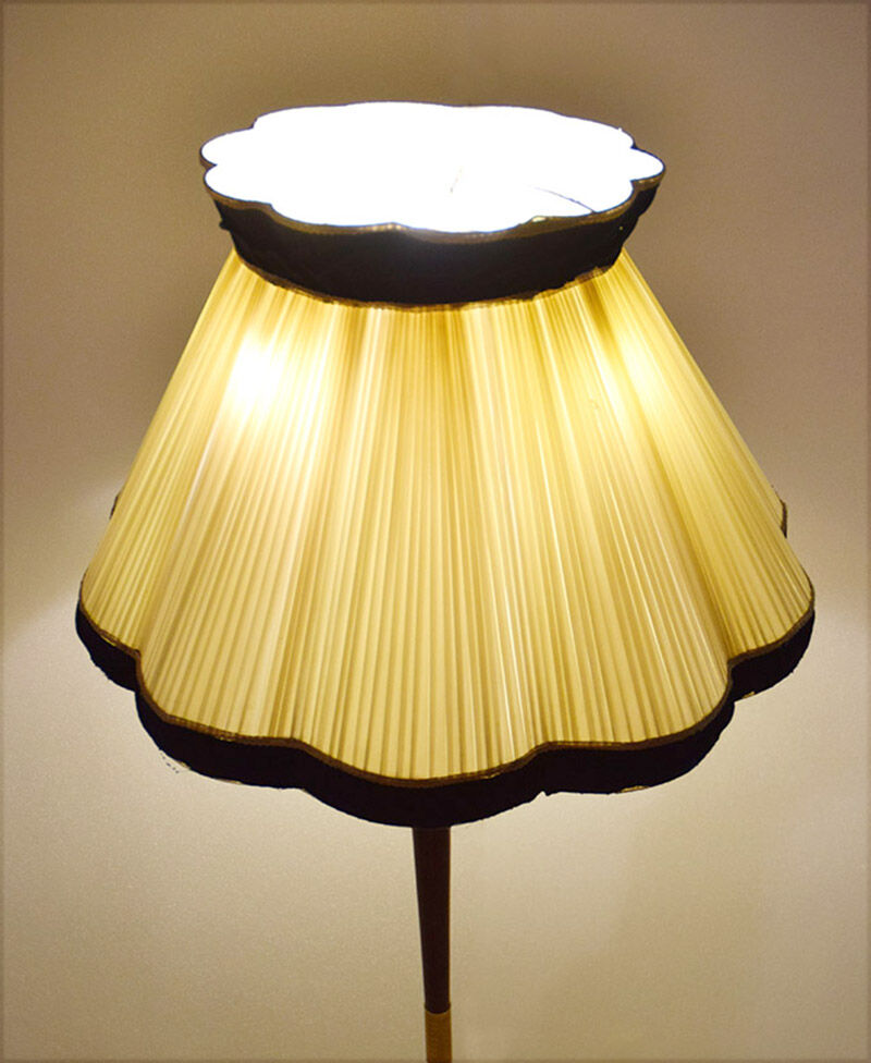 1950's floor lamp in mahogany and brass