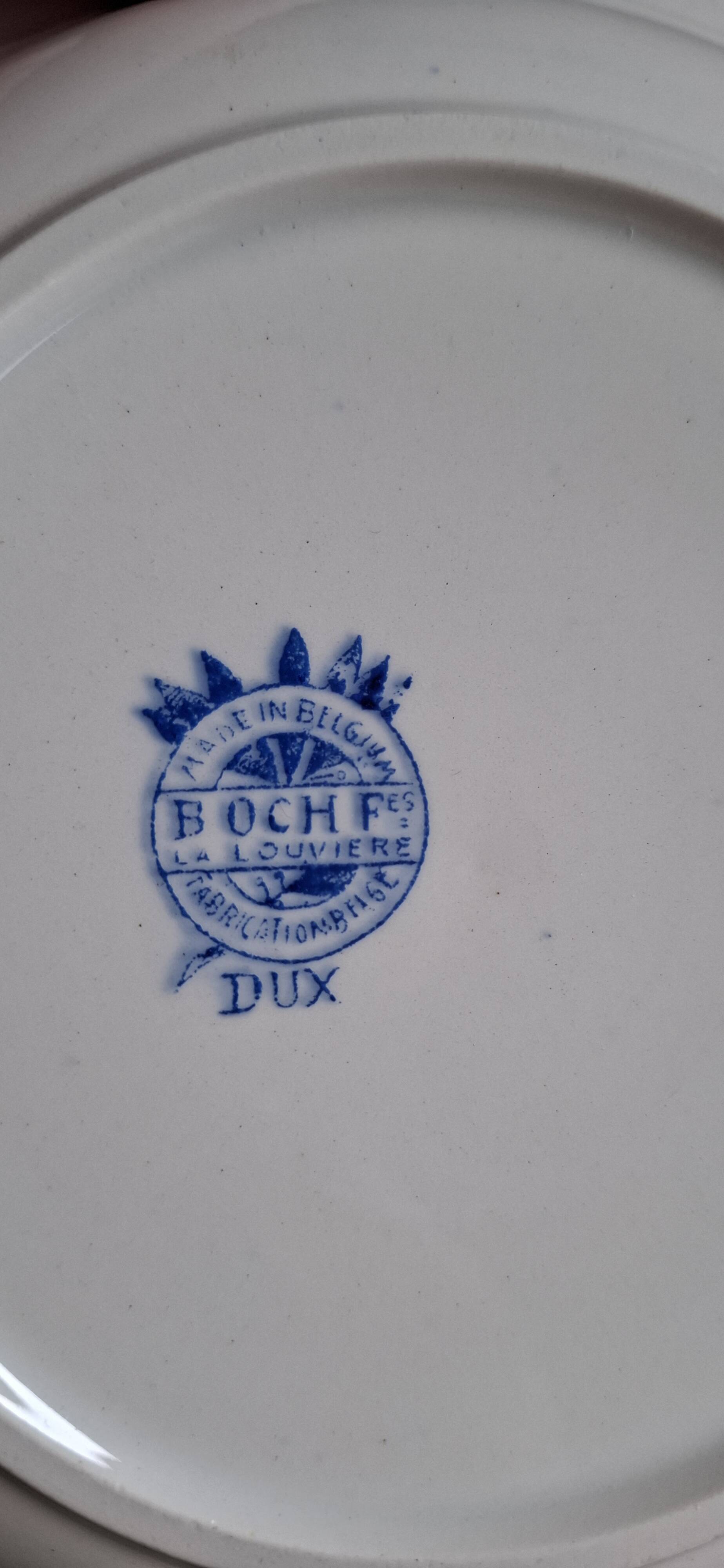 Set of 4 Dux Boch blue soup plates