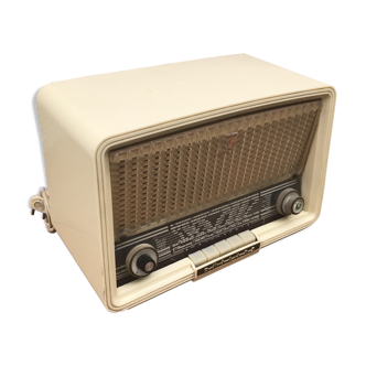 Former Philips white bakelite radio and bakelite buttons vintage decoration