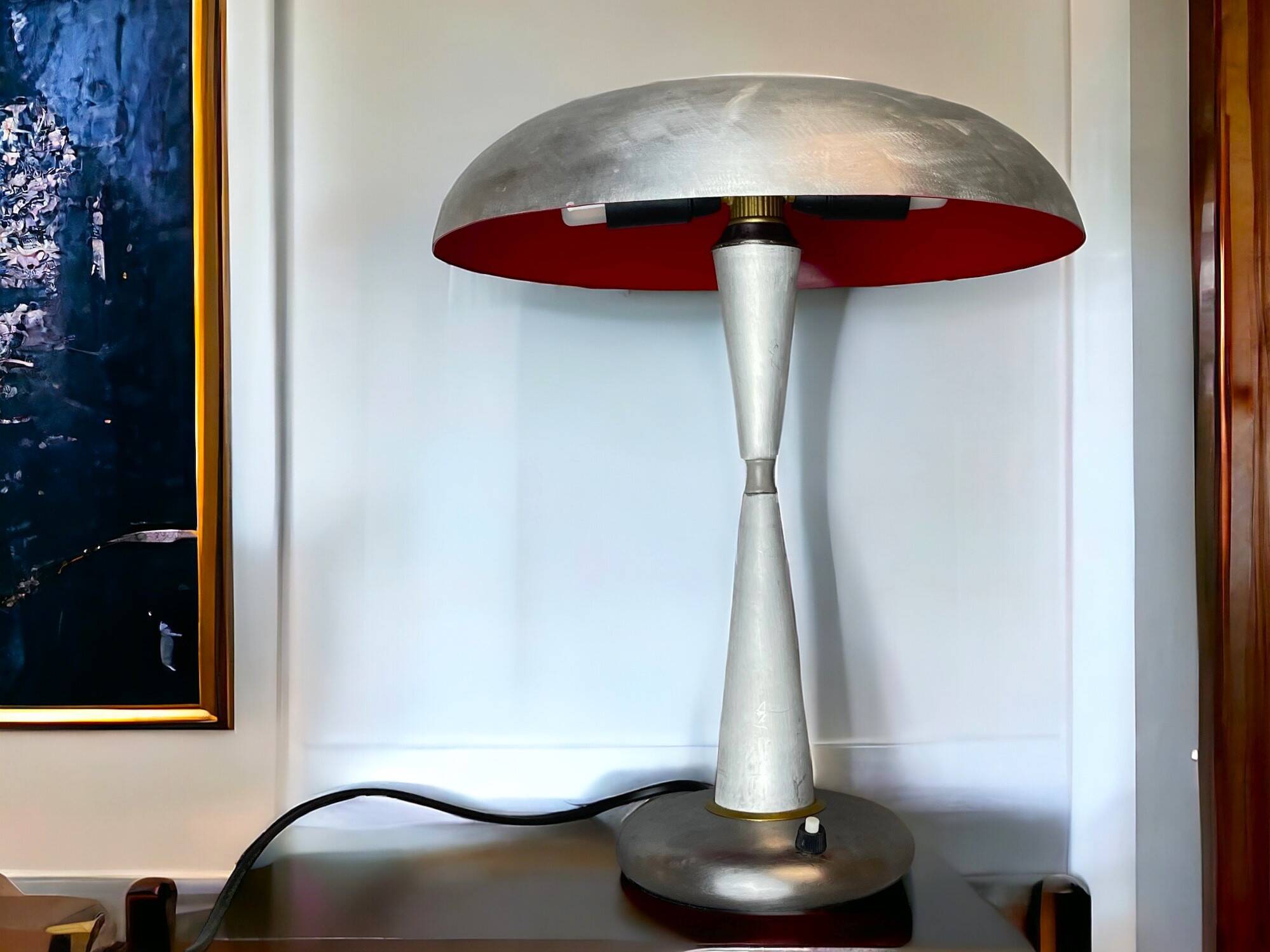Aluminium mushroom table desk lamp mid century
