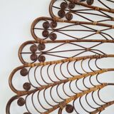 Antique peacock rattan headboard - 160cm