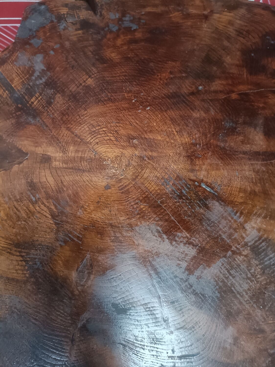 Vintage coffee table, tree-sliced pedestal table