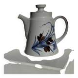 Teapot with stylised blue and brown flowers H18