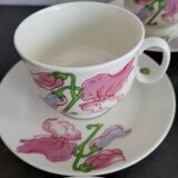 3 tasses et 5 sous-tasses vintage Richard Ginori motif sweet pea en ex