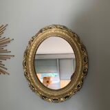 Miroir ovale doré années 70