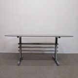 Large smoked glass and chrome table from the 70s