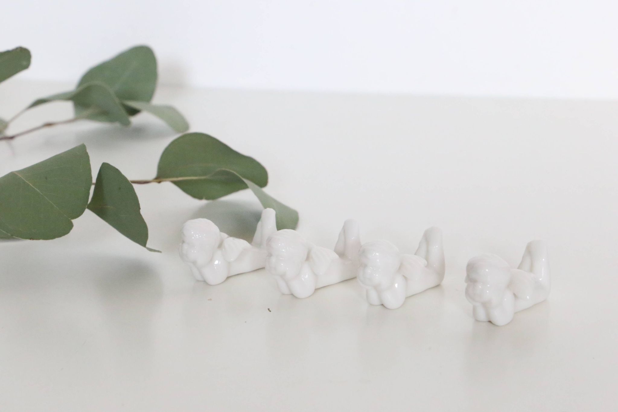 Set of 4 doors cherub knife, porcelain, vintage