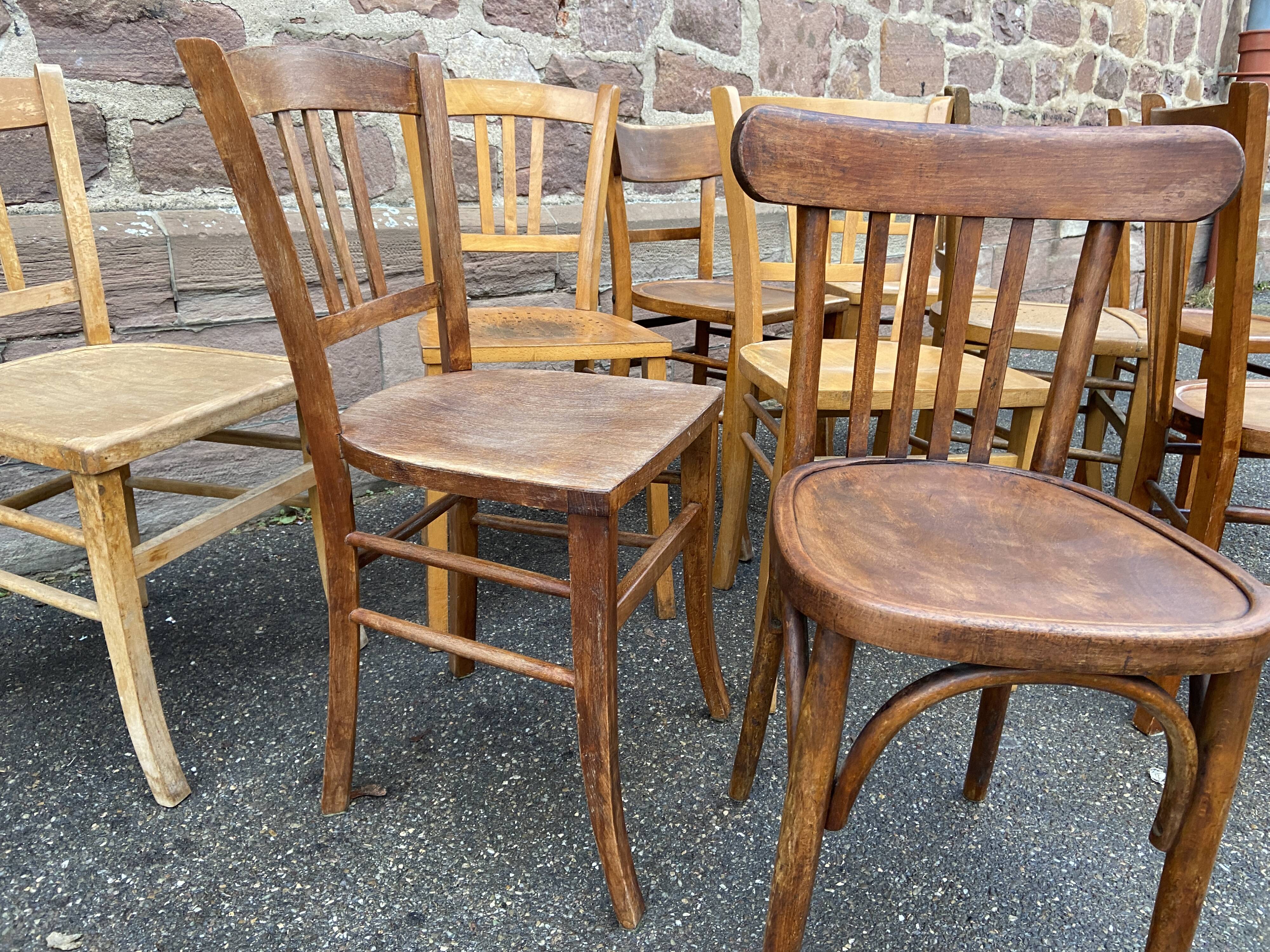 Set of vintage mismatched bistro chairs