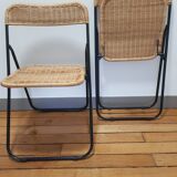 70s rattan folding chairs