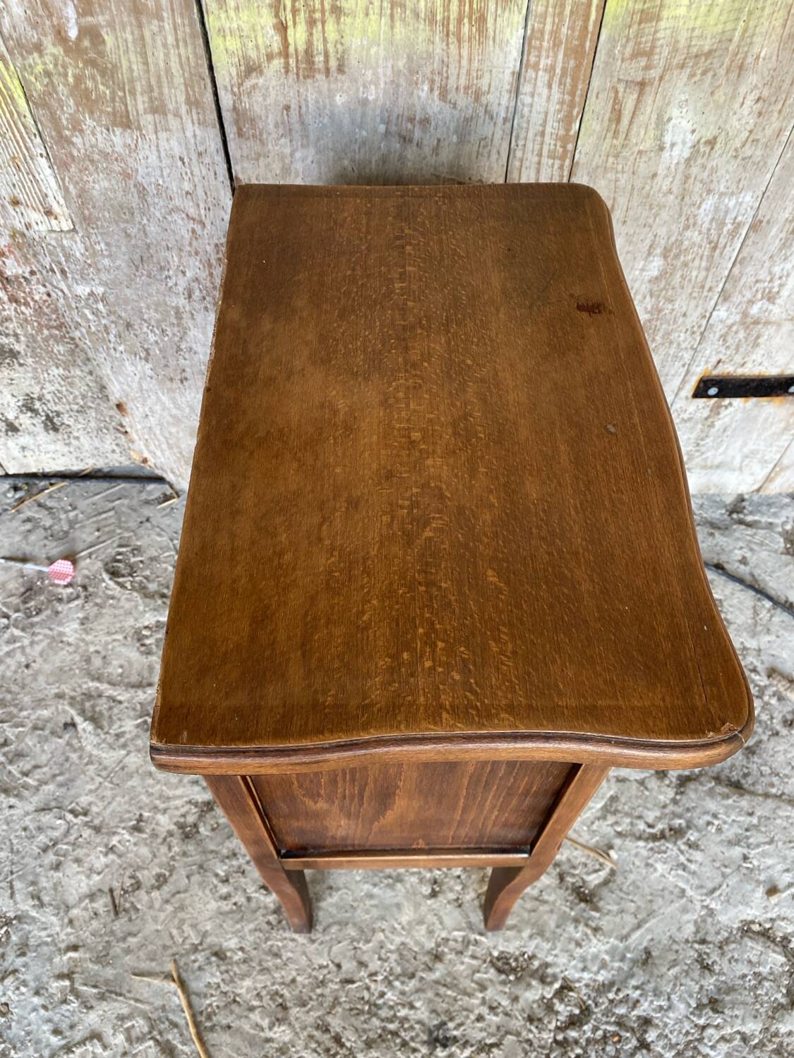 Antique Nightstand Table in Louis XV Style Wood with Vintage Drawer #D894
