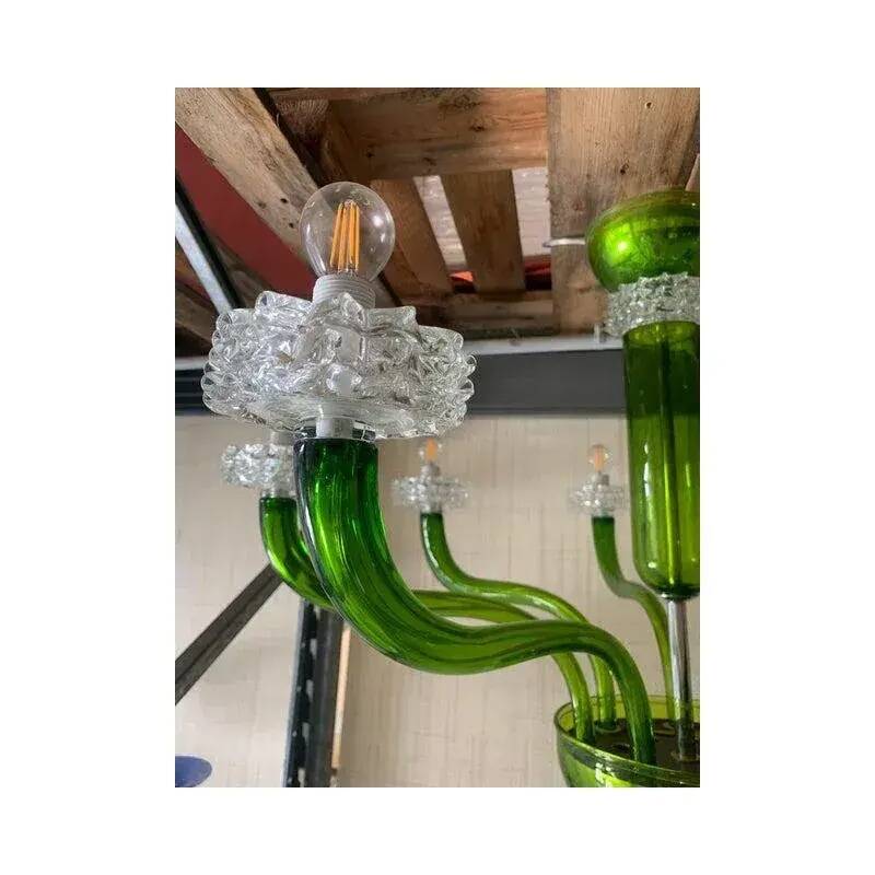 Green Murano Glass Chandelier with Trasparent Rostrato Boubeches from Simoe
