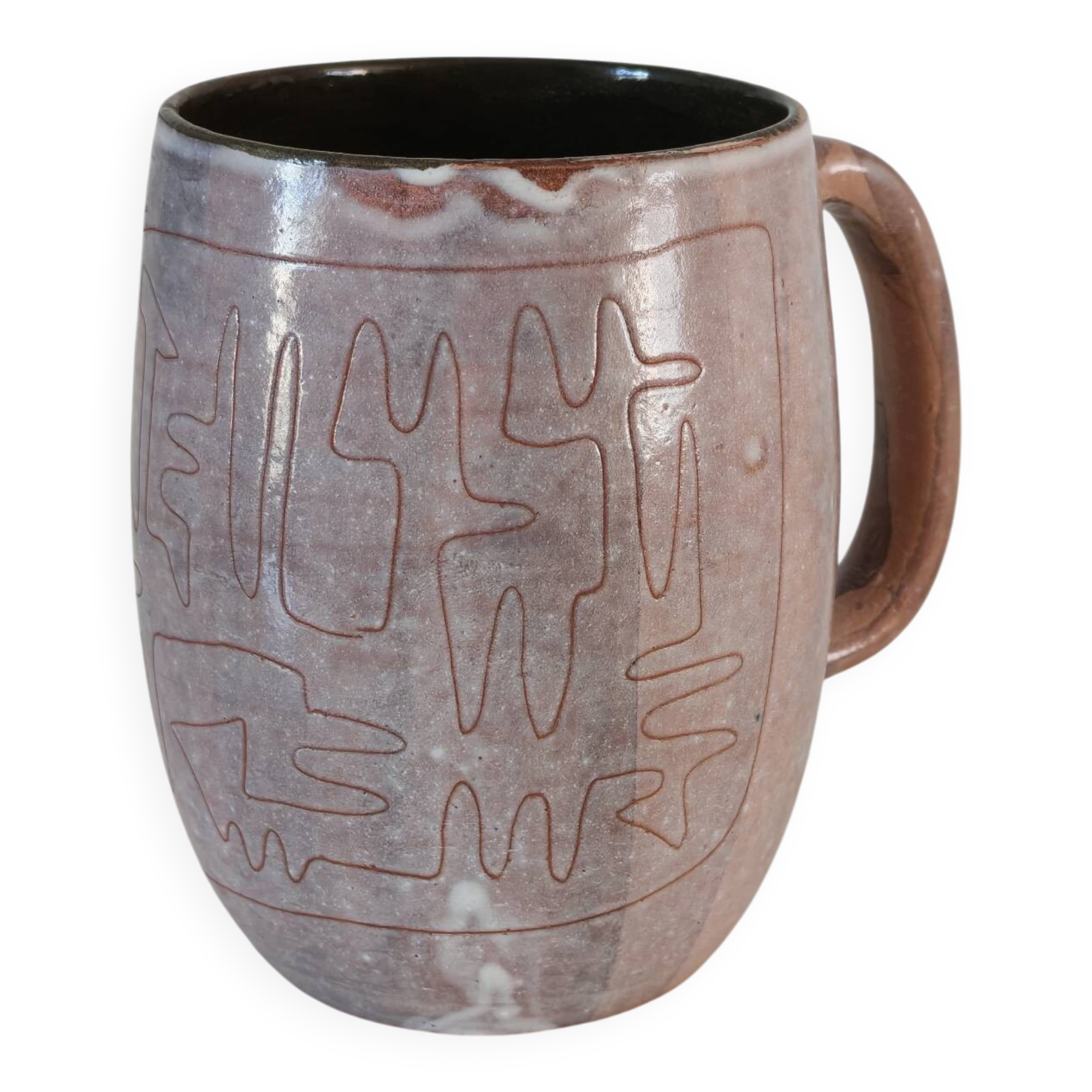 Ceramic mug signed Juliette Derel Rivier Vallauris 1950s