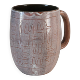 Ceramic mug signed Juliette Derel Rivier Vallauris 1950s