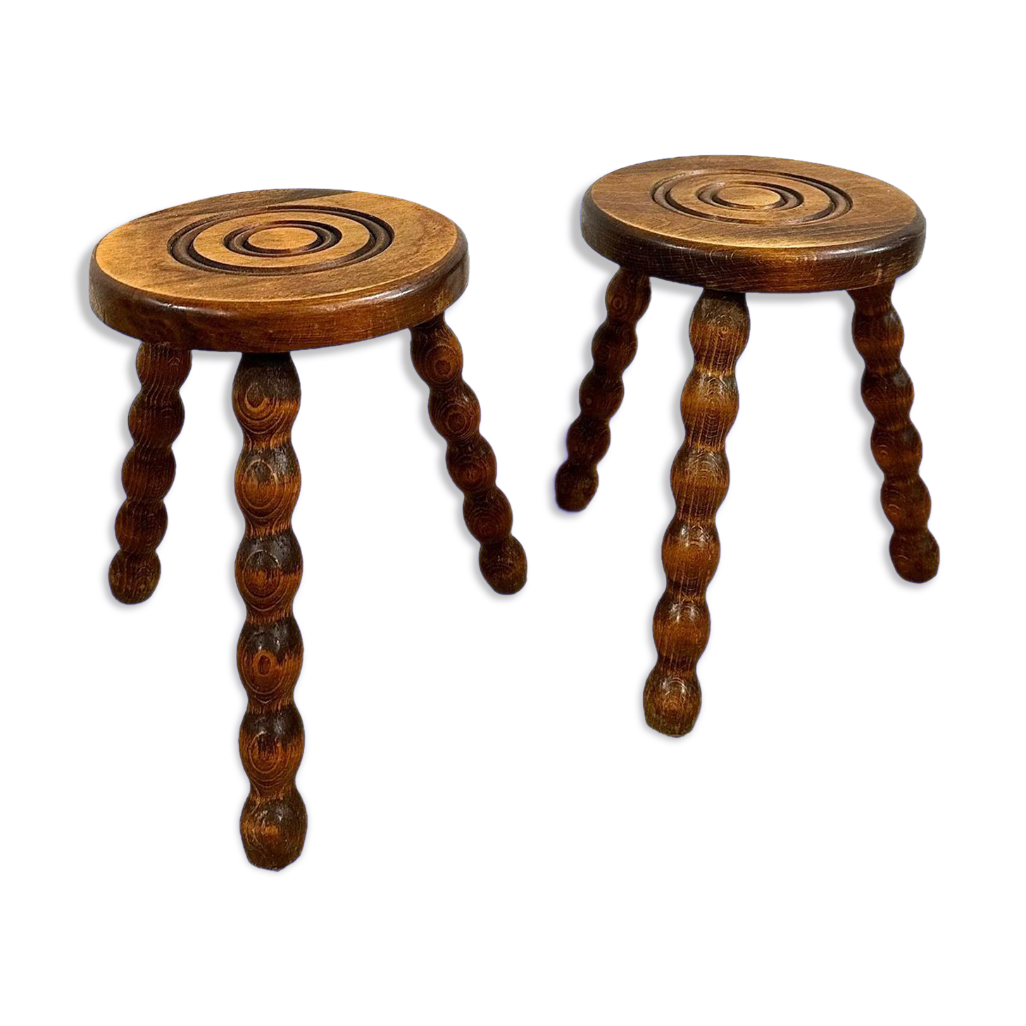 Pair of rustic tripod stools