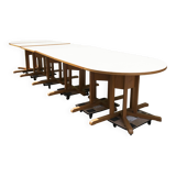 Rare set of 6 Baumann tables 1990, 80x120 and half moon 120cm