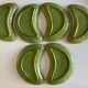 Set de 6 assiettes de terre vernissée verte Etienne Noël à Dieulefit 1950
