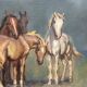 Original Swedish Oil on Canvas – “Horses” – Signed – Vintage & Framed – 59.5 × 49.5 cm